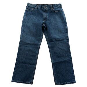 Carhartt Mens Work Jeans Size 38x30 Relaxed Fit Straight Leg Blue Denim Casual
